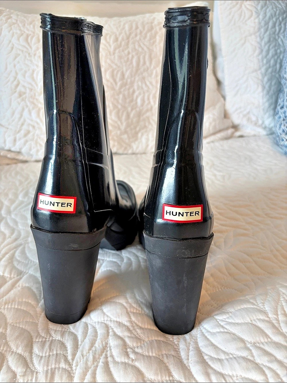 Hunter Original High Heel Gloss Black Rain Boots US 8 - Picture 3 of 5